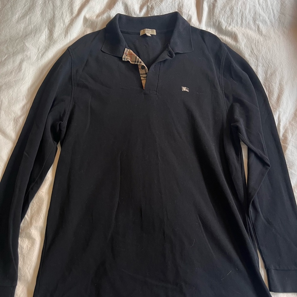Burberry Black Polo Shirt Classic Knit Design